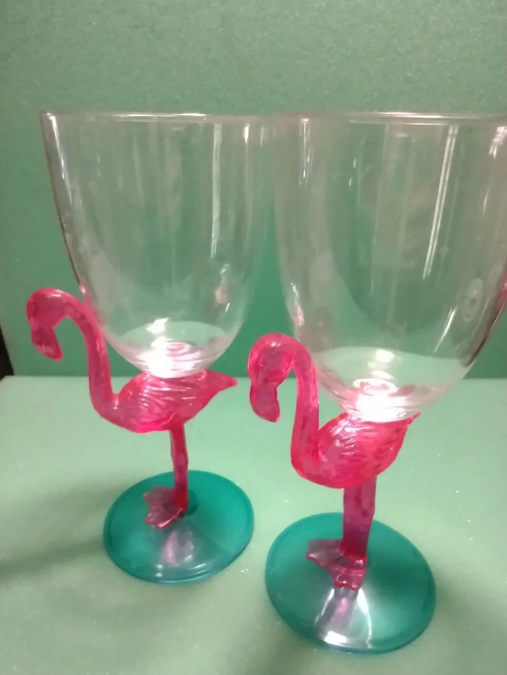 Set Of 2 Tropical Flamingo 20Oz Acrylic Wine Glass